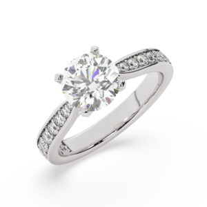 טבעת אירוסין סוליטר ויהלומים בצדדים דגם BJ17