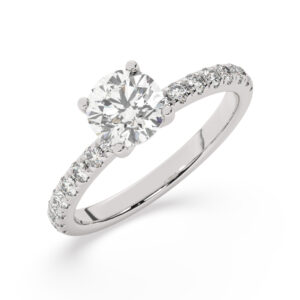 טבעת אירוסין סוליטר ויהלומים בצדדים דגם BJ37