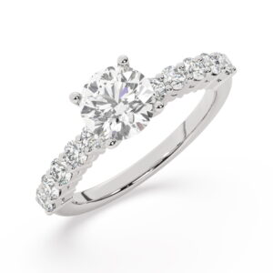 טבעת אירוסין סוליטר ויהלומים בצדדים דגם BJ45