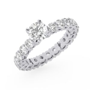 טבעת אירוסין סוליטר ויהלומים בצדדים איטרנטיני דגם BJ44