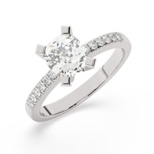 טבעת אירוסין סוליטר ויהלומים בצדדים דגם BJ49