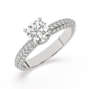 טבעת אירוסין סוליטר ויהלומים בצדדים דגם BJ14