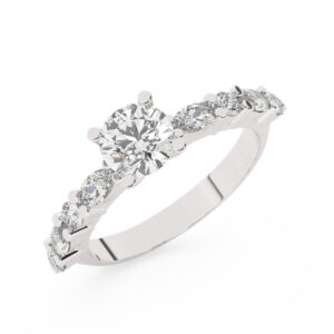 טבעת אירוסין סוליטר ויהלומים בצדדים דגם BJ68