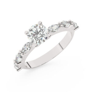 טבעת אירוסין סוליטר ויהלומים בצדדים דגם BJ67