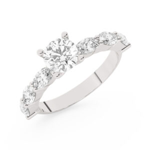 טבעת אירוסין סוליטר ויהלומים בצדדים דגם BJ69