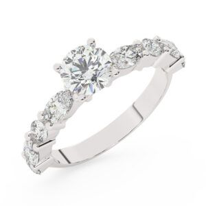 טבעת אירוסין סוליטר ויהלומים בצדדים דגם BJ70